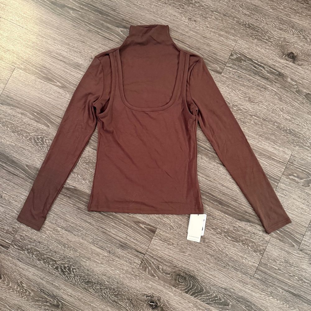 Commense 2 in 1 Mock Neck Jersey Top New